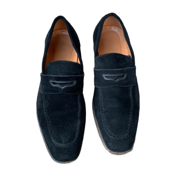 Stacy Adam COLFAX Mac Toe Penny Slip On Black Suede Men’s Dress Shoe size 10 - Picture 1 of 14